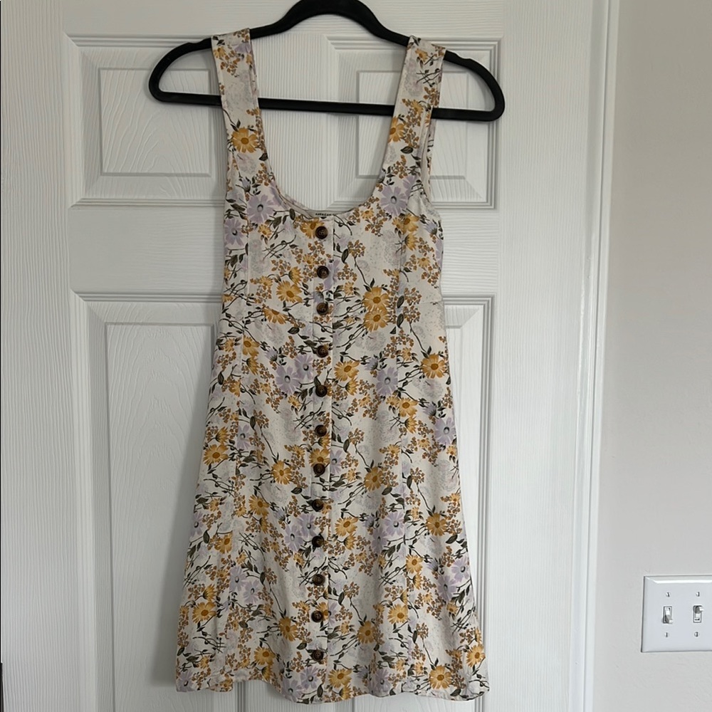 Floral Sleeveless Dress - Yellow and White